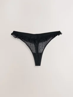 Rood/zwart - Heart Mesh Flocked Knickers 2 Pack