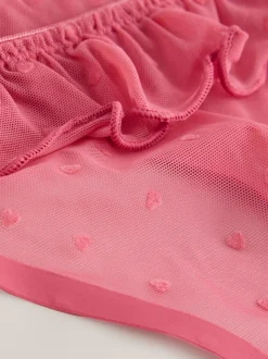 Rood/zwart - Heart Mesh Flocked Knickers 2 Pack