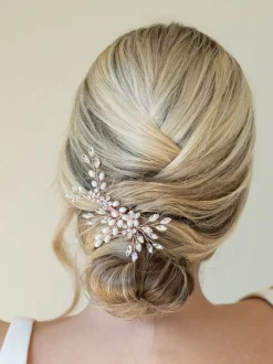 Roségoudkleurig - Ivory & Co - Sierkam met parels en kristallen