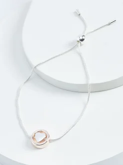 Roségoudkleurig/zilverkleurig - Doorgetrokken armband met hartjes