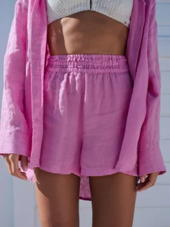 Roze - 100% linnen shorts