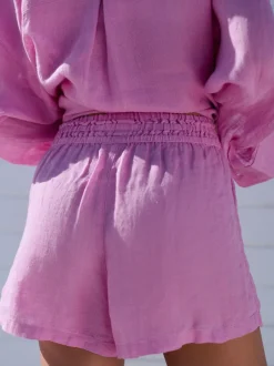 Roze - 100% linnen shorts