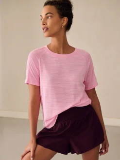 Roze - Active Lichtgewicht T-shirt met ronde hals en korte mouwen