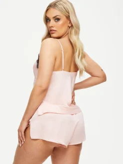 Roze - Ann Summers Cerise camipyjama van satijn met kant