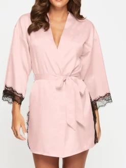 Roze - Ann Summers Cherryann satijnen kimono