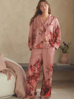 Roze - B by Ted Baker - Satijnen pyjama met knopen