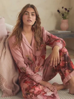 Roze - B by Ted Baker - Satijnen pyjama met knopen