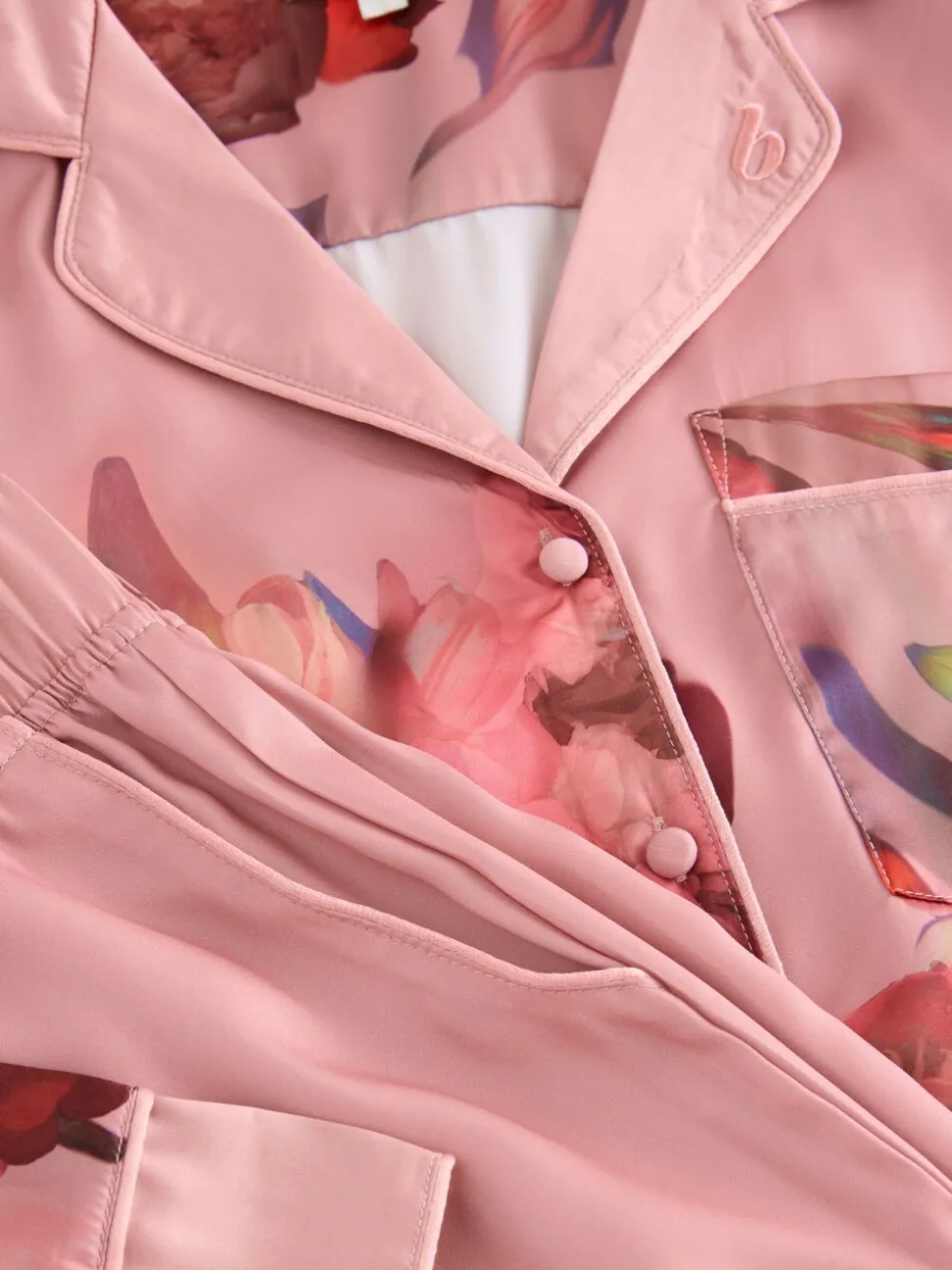 Roze - B by Ted Baker - Satijnen pyjama met knopen