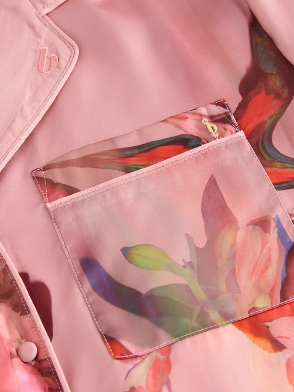 Roze - B by Ted Baker - Satijnen pyjama met knopen