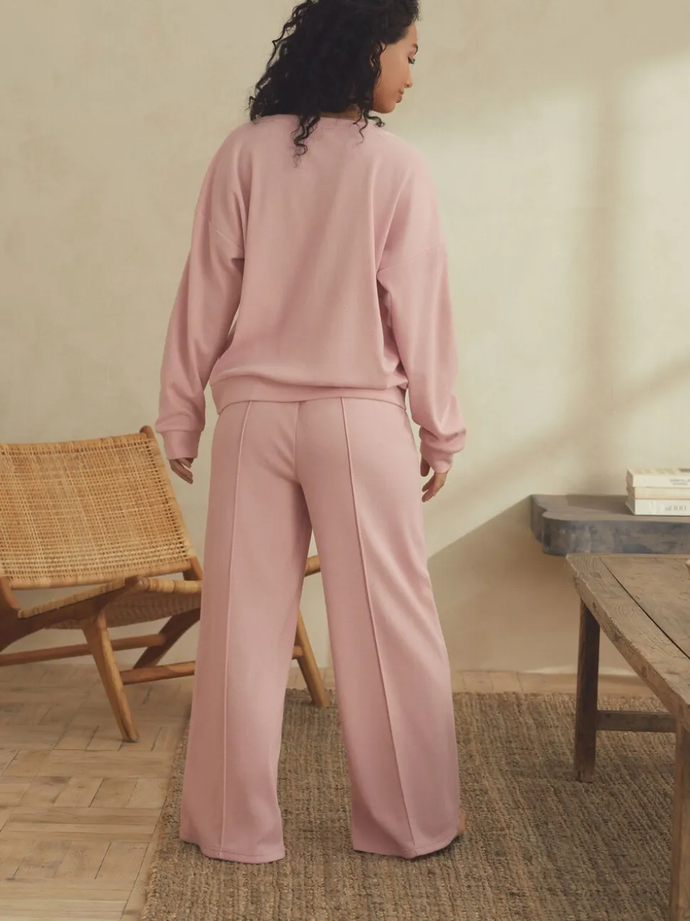 Roze - B by Ted Baker pyjama's van geborstelde katoenblend met wafelstof
