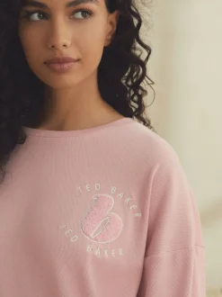 Roze - B by Ted Baker pyjama's van geborstelde katoenblend met wafelstof