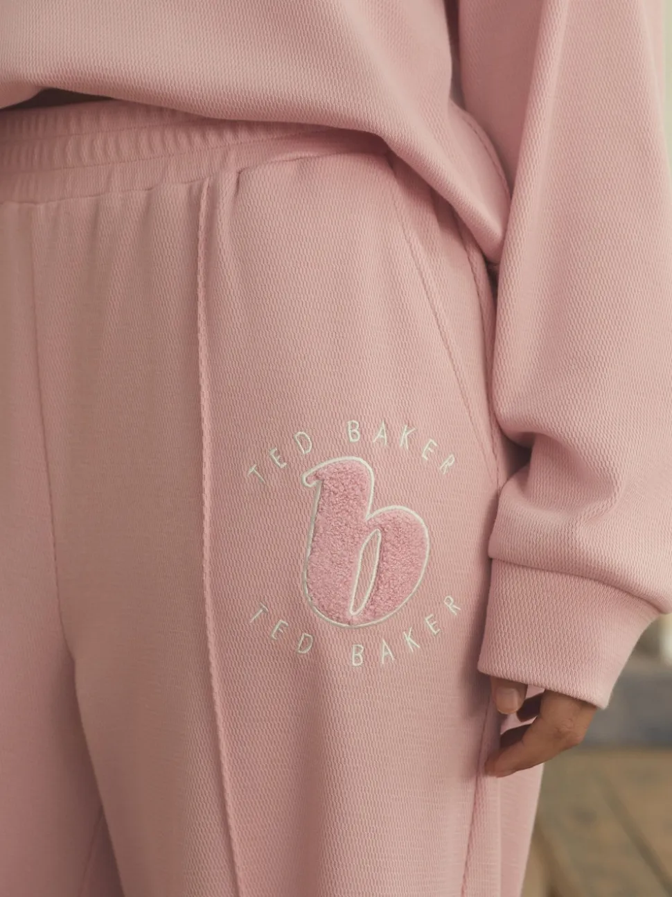 Roze - B by Ted Baker pyjama's van geborstelde katoenblend met wafelstof