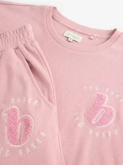 Roze - B by Ted Baker pyjama's van geborstelde katoenblend met wafelstof