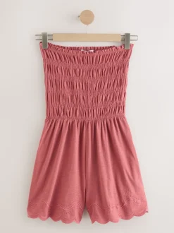 Roze - Bandeau playsuit met plooien
