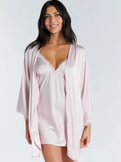 Roze - Boux Avenue Kaya Lace Trim Satin Robe