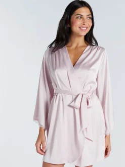 Roze - Boux Avenue Kaya Lace Trim Satin Robe