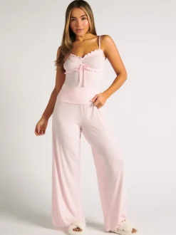 Roze - Boux Avenue Rib Frill Cami & Pant Pyjama Set