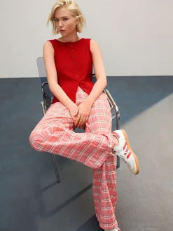 Roze - Broek met wijde pijpen