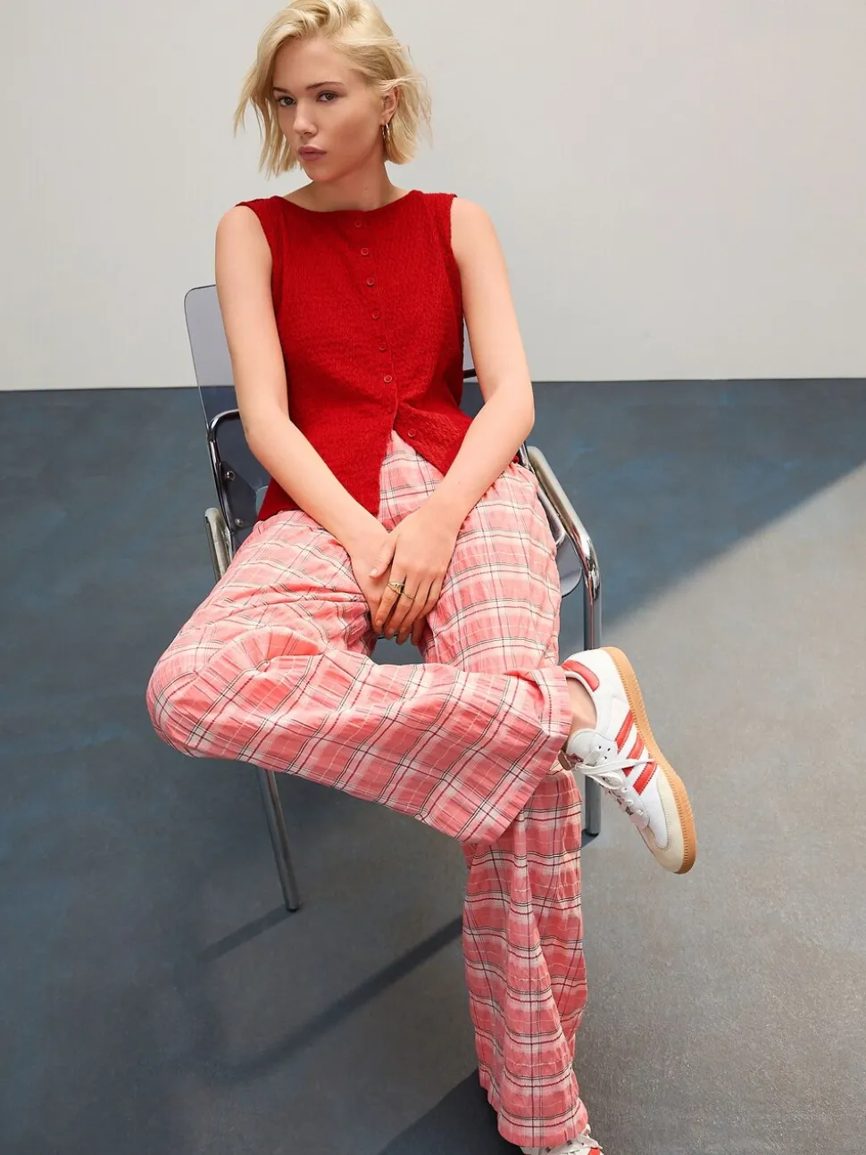 Roze - Broek met wijde pijpen