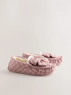 Roze - Check Heart Moccasin Slippers