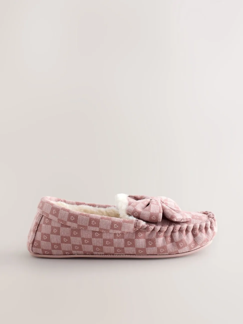 Roze - Check Heart Moccasin Slippers