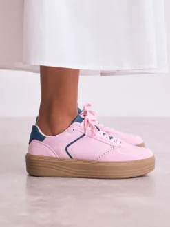 Roze - Chunky sneakers met veters en plateauzool