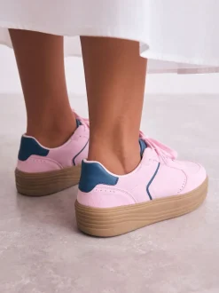 Roze - Chunky sneakers met veters en plateauzool
