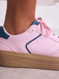Roze - Chunky sneakers met veters en plateauzool
