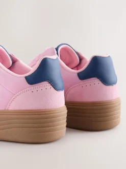 Roze - Chunky sneakers met veters en plateauzool