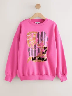 Roze - Cotton Rich Fruit Art Graphic Longsleeve Crewneck Sweatshirt