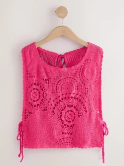 Roze - Cropped Crochet Tabard Cover-Up