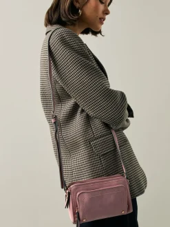 Roze - Double Zip Cross-Body Faux Suede Bag