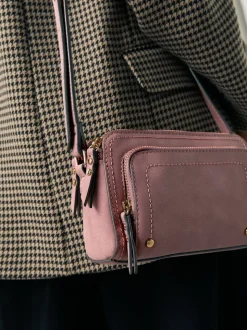 Roze - Double Zip Cross-Body Faux Suede Bag