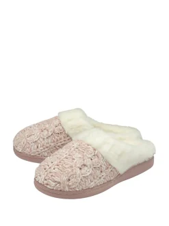 Roze - Dunlop - Gebreide pantoffelmuiltjes met dichte neus voor dames