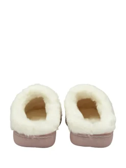 Roze - Dunlop - Gebreide pantoffelmuiltjes met dichte neus voor dames