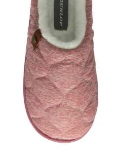 Roze - Dunlop Doorgestikte pantoffelmuiltjes met dichte neus voor dames