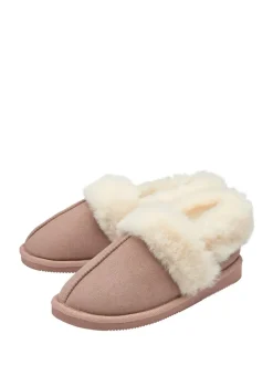 Roze - Dunlop Faux Suede Collar Full Slippers