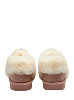 Roze - Dunlop Faux Suede Collar Full Slippers