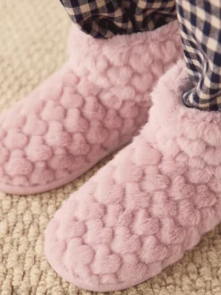 Roze - Faux Fur Heart Slipper Boots