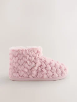 Roze - Faux Fur Heart Slipper Boots