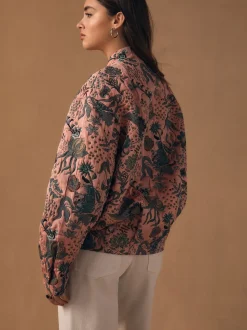 Roze - Floral Jacquard Bomber Jacket
