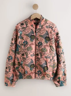 Roze - Floral Jacquard Bomber Jacket