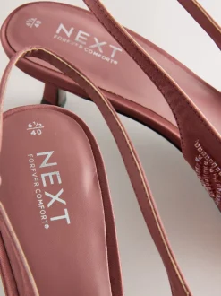 Roze - Forever Comfort satijnen slingbacks met kralen en hakje