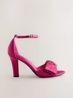 Roze - Forever Comfort® Satin Bow Block Heeled Sandals