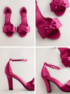 Roze - Forever Comfort® Satin Bow Block Heeled Sandals