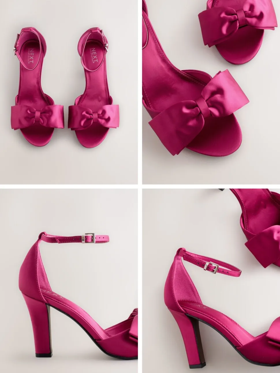 Roze - Forever Comfort® Satin Bow Block Heeled Sandals