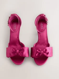 Roze - Forever Comfort® Satin Bow Block Heeled Sandals