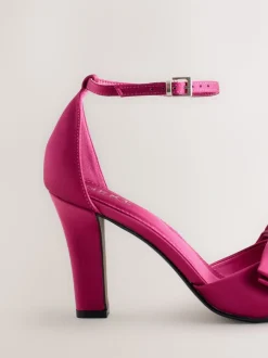 Roze - Forever Comfort® Satin Bow Block Heeled Sandals