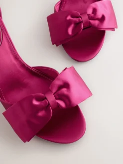 Roze - Forever Comfort® Satin Bow Block Heeled Sandals
