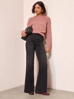 Roze - Friends Like These Pointelle trui met stiksels